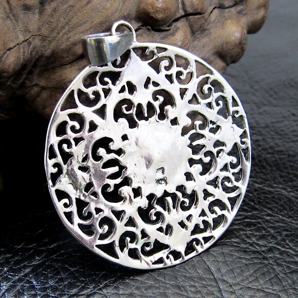 Solid 925 Sterling Silver Filigree Mandala Pendant – Sacred Geometry Bohemian - Picture 3 of 8